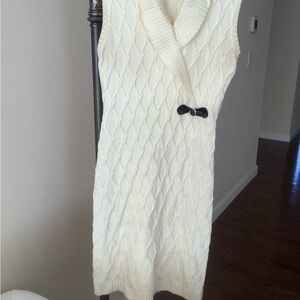 Calvin Klein Cream Sleeveless Midi Dress with Black Bow